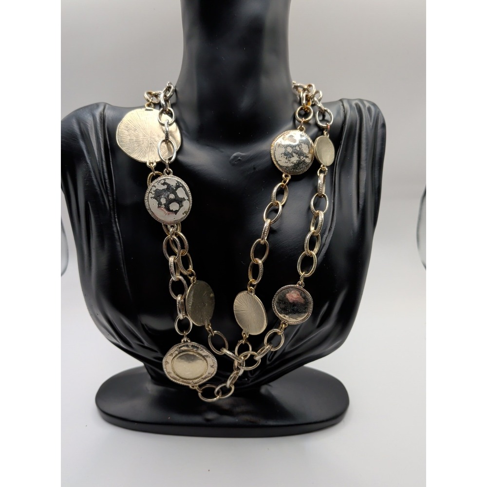 Chico's Long Strand Silver Toned Chain Necklace